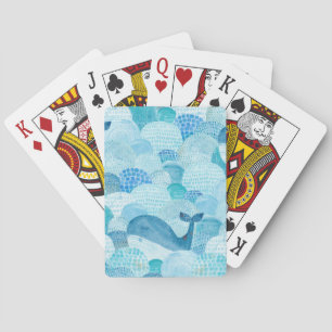 Jeu De Cartes Vagues, baleine, texture bleu enfantine