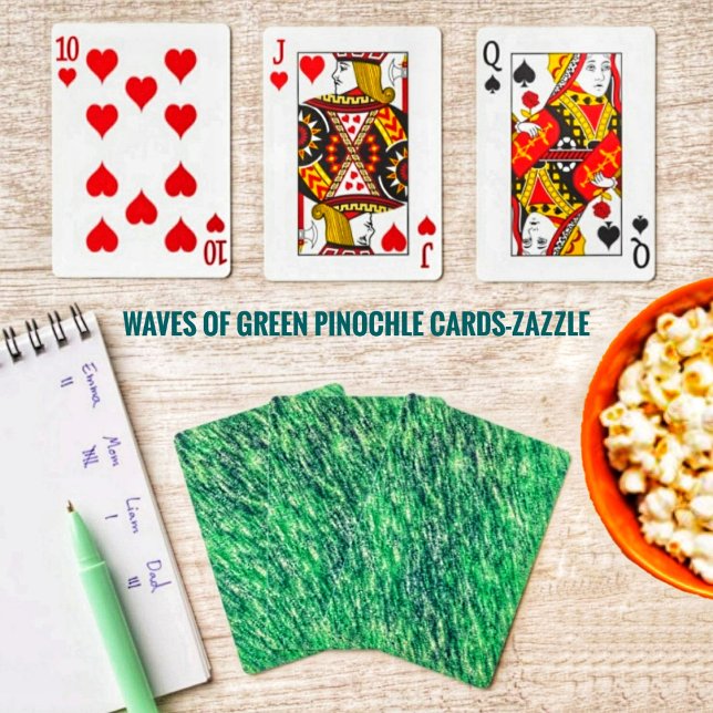 Jeu De Cartes Vagues De Cartes De Pinochle Vert (Créateur téléchargé)