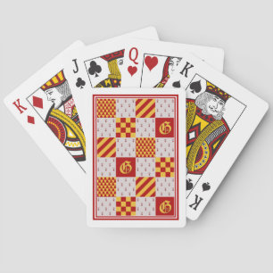 Jeu De Cartes Vair rouge médiéval jaune Ermine Motif héraldique