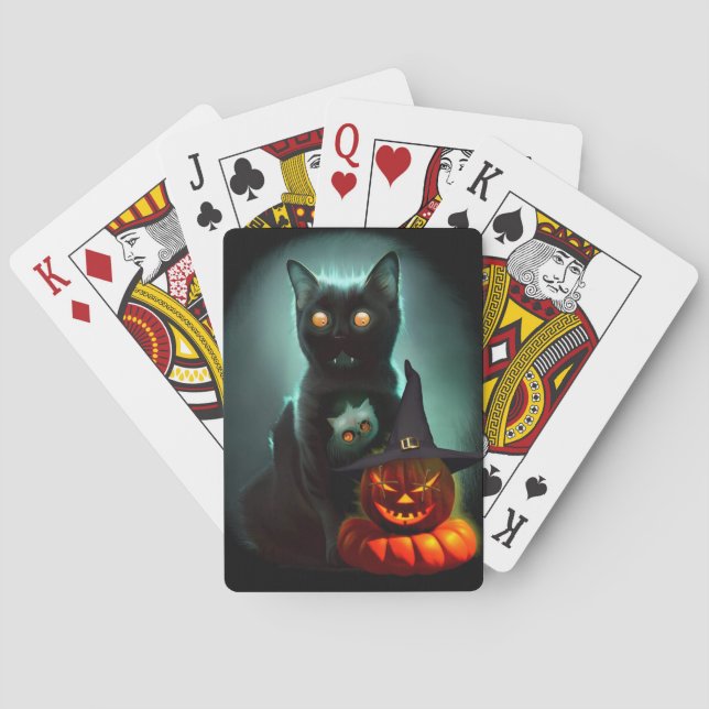 Jeu De Cartes Vampire Chat et Assistant Citrouille Halloween Sur (dos)