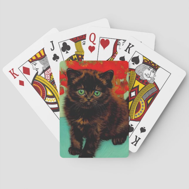 Jeu De Cartes Van Gogh Chat noir Fleurs rouges (dos)