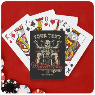 Jeu De Cartes Vélo personnalisé Skeleton Motorcycle Shop Garage