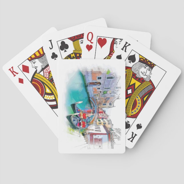 Jeu De Cartes Venise Italie Paysage tiré à la main (dos)