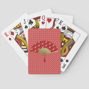 Jeu De Cartes Ventilateur Art déco dans un Motif papillon, Rouge