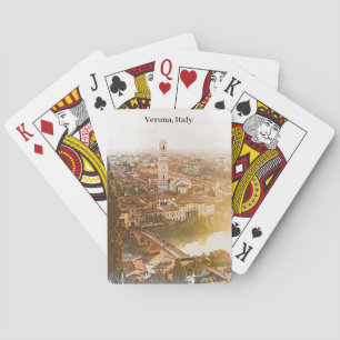 Jeu De Cartes Vérone Italie Ville Silhouette Aquarelle Peinture