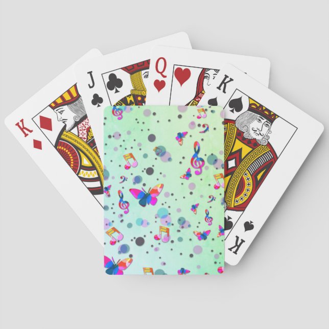 Jeu De Cartes Vert avec conception musicale colorée (dos)