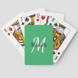 Jeu De Cartes Vert & Blanc Simple Monogramme Classique Playi ten