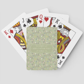 Jeu De Cartes Vert sauge Fleurs roses et blanches Motif floral b