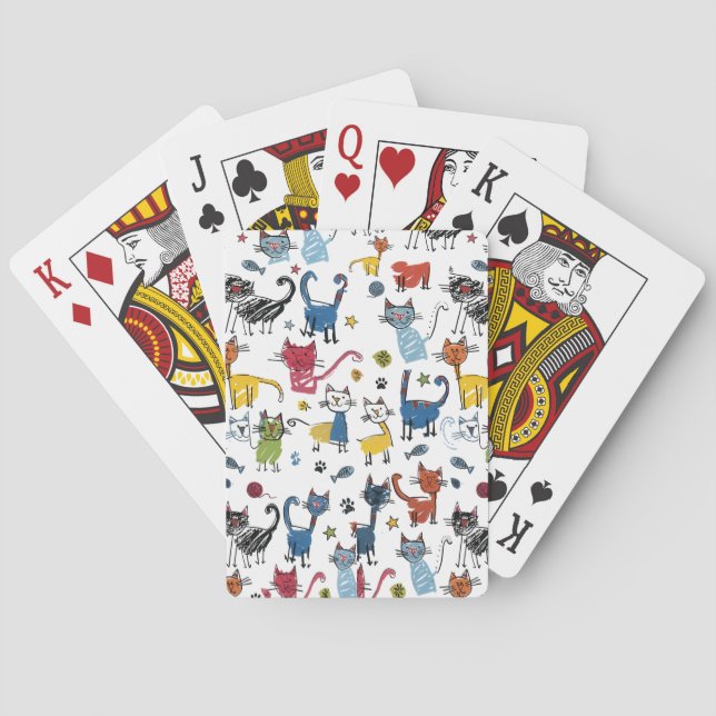 Jeu De Cartes Vibrant Colorful Cats Hand Draw Kitten (dos)
