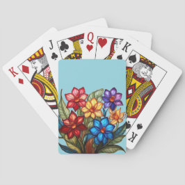Jeu De Cartes Vibrant Stained Glass Floral Bouquet Illustration