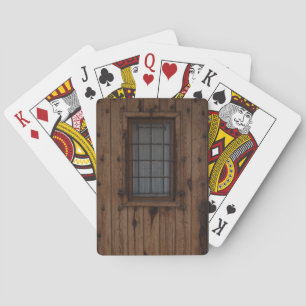 Jeu De Cartes Vieille porte Brown en bois noué