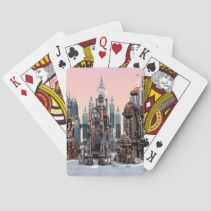Jeu De Cartes Ville de fantasy futuriste Art de la skyline de sc