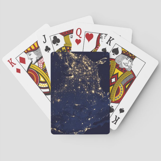 Jeu De Cartes Ville Des États-Unis La Nuit. (dos)