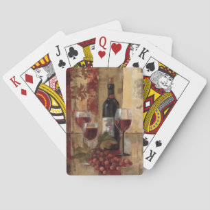 Jeu De Cartes Vin bouteille et verres à vin