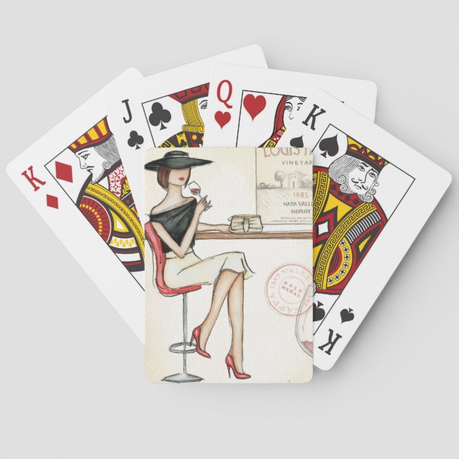 Jeu De Cartes Vin potable de femme à la mode (dos)