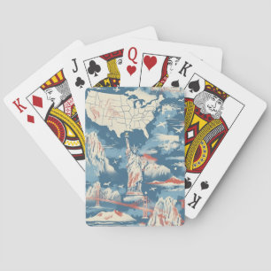 Jeu De Cartes Vintage American Landmark Motif - Liberty, USA