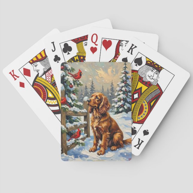 Jeu De Cartes Vintage Cocker Spaniel and Cardinals Christmas (dos)