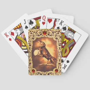 Jeu De Cartes Vintage Corbeau Brown Jaune Jouer Poker Ruby Rouge