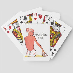Jeu De Cartes Vintage fille de plage avec coquillage été élégant