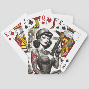 Jeu De Cartes Vintage fille soldat