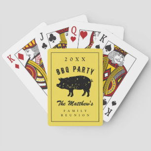 Jeu De Cartes Vintage Pig Family Reunion BBQ party nom personnal
