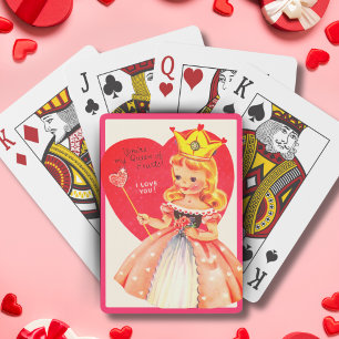 Jeu De Cartes Vintage Retro Reine des Coeurs Saint-Valentin