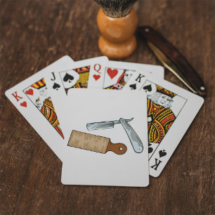 Jeu De Cartes Vintage Straight Razor et Strop Barber Shop