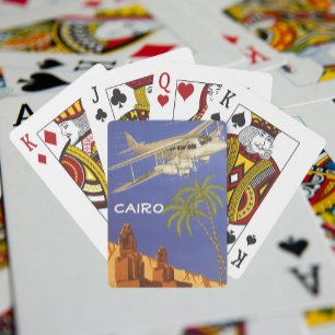 Jeu De Cartes Vintage voyage au Caire, Égypte, Biplane Avion