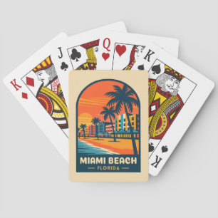 Jeu De Cartes Vintage voyage Miami Beach Floride Sunset Seaside