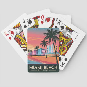 Jeu De Cartes Vintage voyage Miami Beach Floride Sunset Seaside