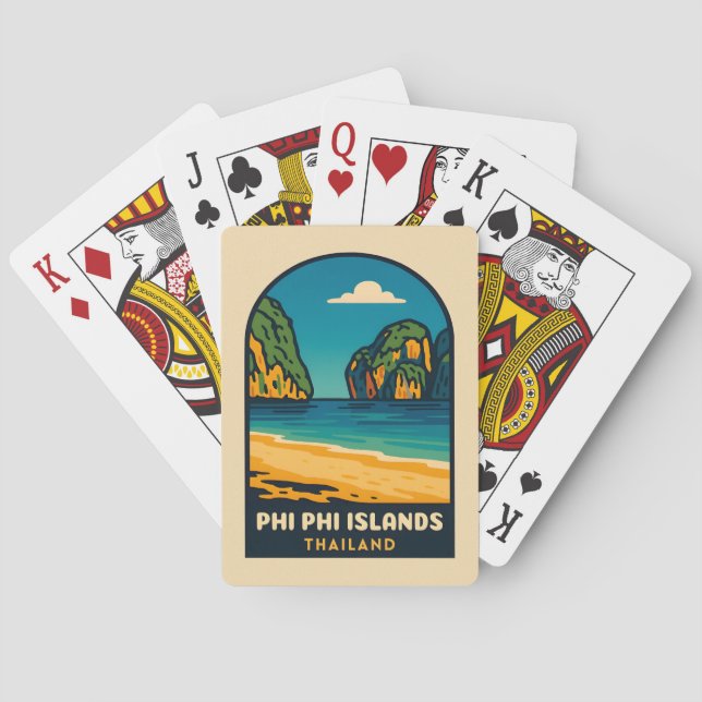 Jeu De Cartes Vintage voyage Phi Phi Îles Thaïlande Plage (dos)
