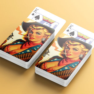 Jeu De Cartes Vintage Western Cowgirl Pin Up