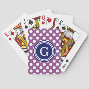 Jeu De Cartes Violet prune bleu marine blanc pois 1IR