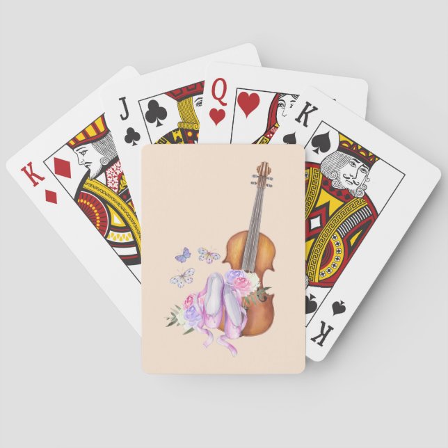 Jeu De Cartes Violon, Chaussures de Ballet, Fleurs et Papillons (dos)