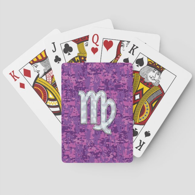 Jeu De Cartes Virgo Sign on Pink Fuchsia Camouflage numérique (dos)