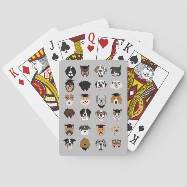 Jeu De Cartes Visage de chien de fin d'études (dos)
