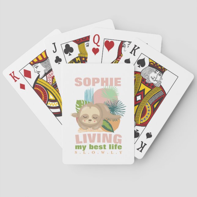 Jeu De Cartes Vivre Ma Meilleure Vie Mignonne Sloth Drôle (dos)