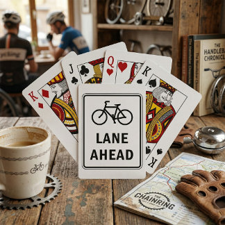 Jeu De Cartes Voie cyclable à l'avant Symbole Cyclisme Sécurité 