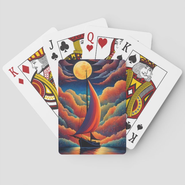 Jeu De Cartes Voiles rouges en clair de lune (dos)