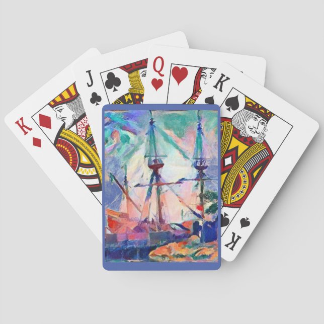 Jeu De Cartes voilier bateau dans le port (dos)