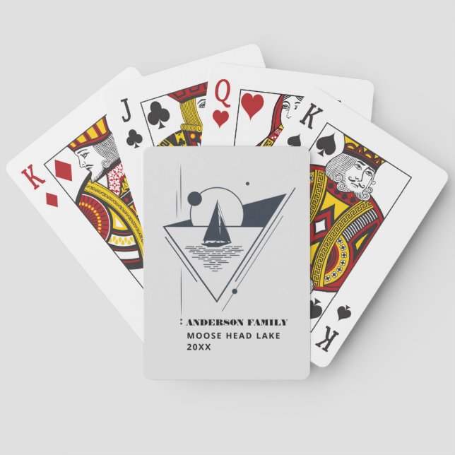 Jeu De Cartes Voilier nautique noir et blanc rétro (dos)