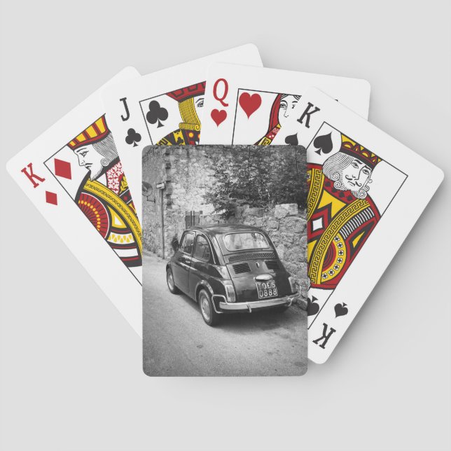 Jeu De Cartes Voiture FIAT 500 en noir et blanc (dos)