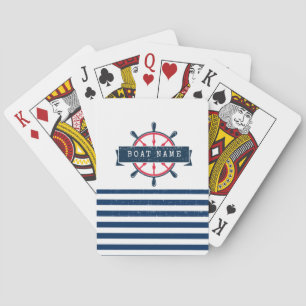 Jeu De Cartes Volant de bateau nautique, rayures bleu marine