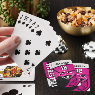 Jeu De Cartes Volley-ball en rose, noir et blanc