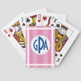 Jeu De Cartes Votre monogramme sur framboise "Plage Chair Stripe