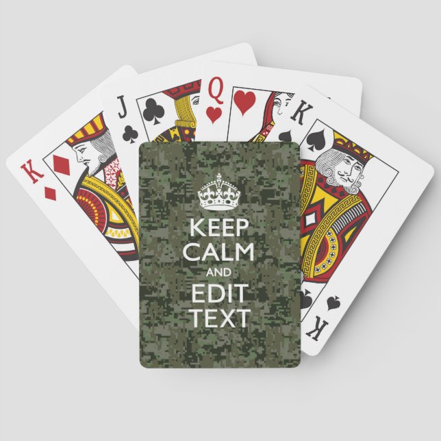 Jeu De Cartes Votre texte Camouflage numérique Vert olive Conser (dos)