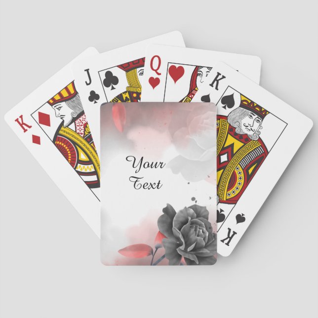 Jeu De Cartes Votre texte personnalisé - Rose en rouge personnal (dos)