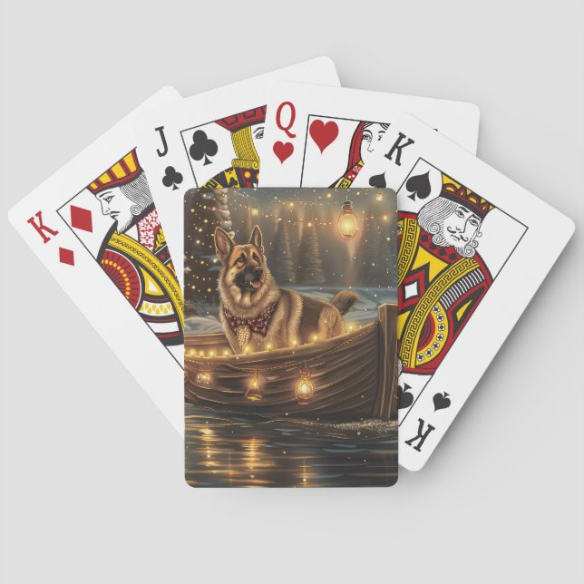 Jeu De Cartes Voyage de Noël du berger allemand (dos)