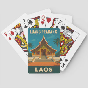 Jeu De Cartes Voyage Rétro Vintage Luang Prabang Laos Temple