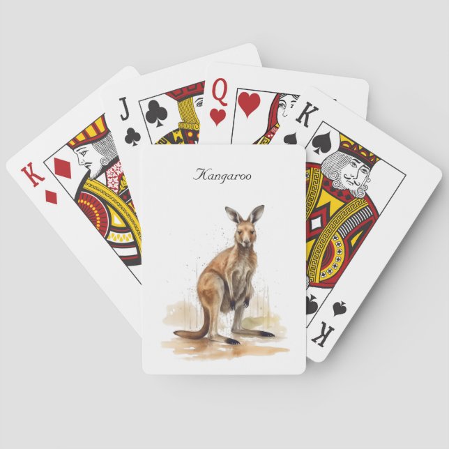 Jeu De Cartes Wanderer extérieur : aquarelle Kangaroo personnali (dos)